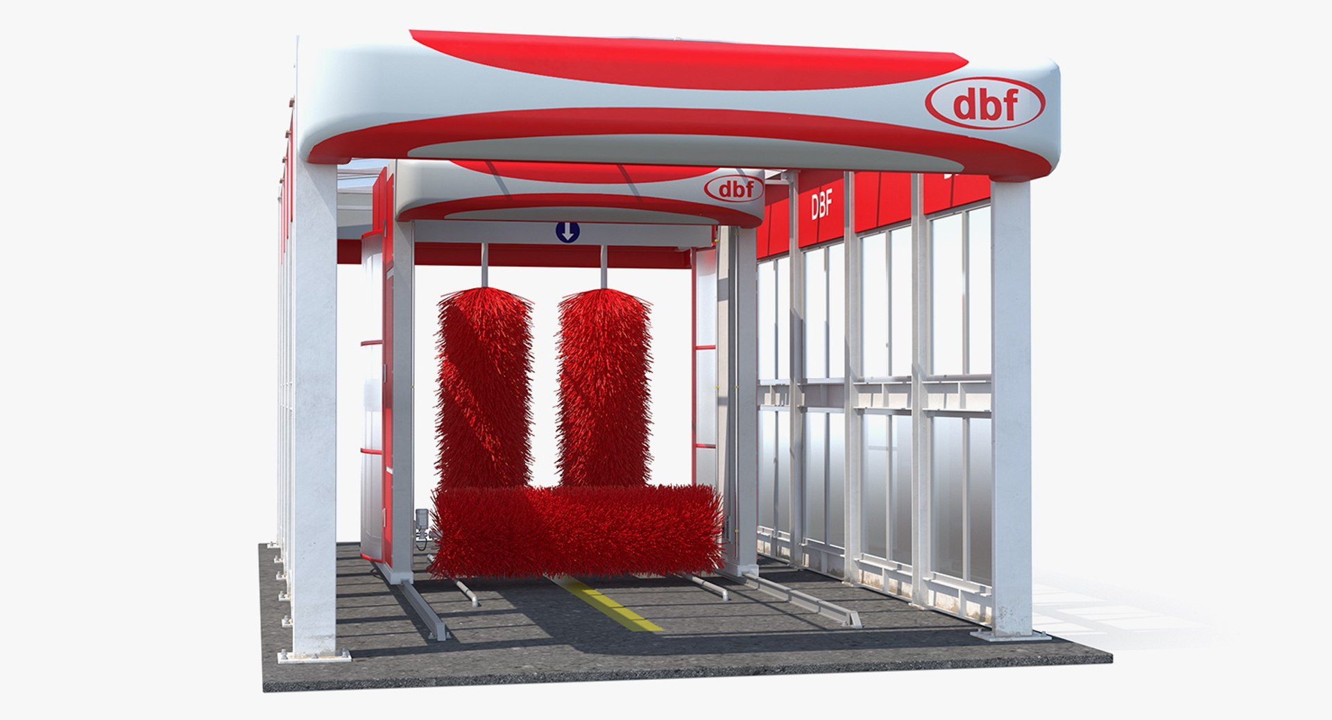 Automatic Car Wash System Rigged 3D model preview