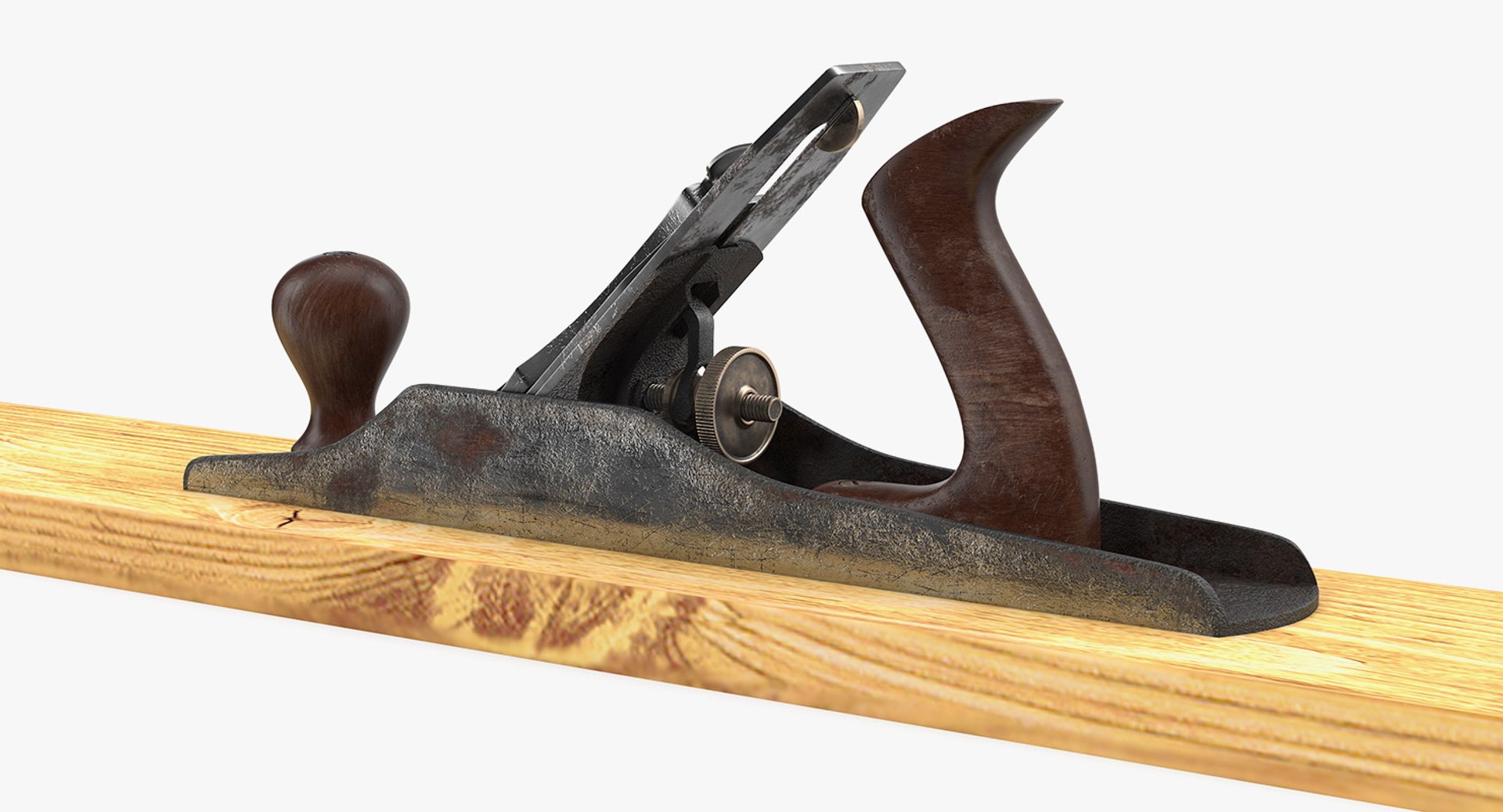 Wood Plane with Board 3D Model 3D model preview