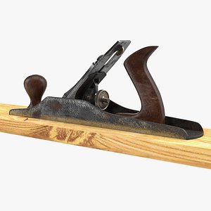 Wood Plane with Board 3D Model
