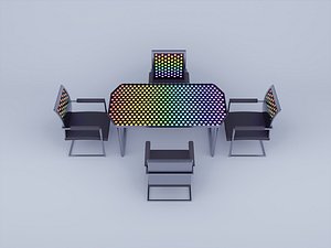 Futuristic sci-fi neon glow office furniture