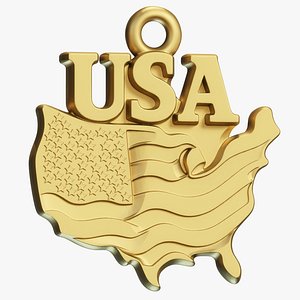 USA Flag Map Pendant 3D model