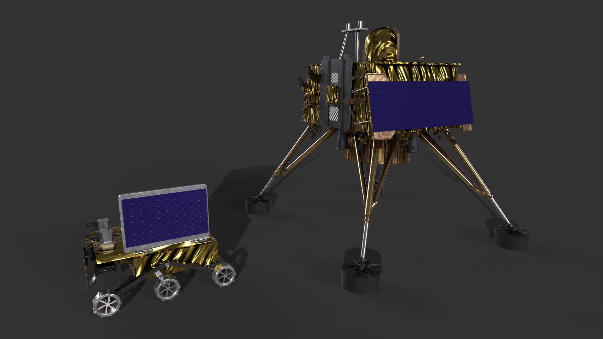 Vikram Chandrayan 3 - Chandrayaan And Moon Rover 3d Model 3d Model 