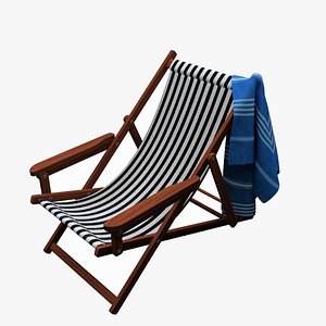 Beach Chair with Towel 3D model
