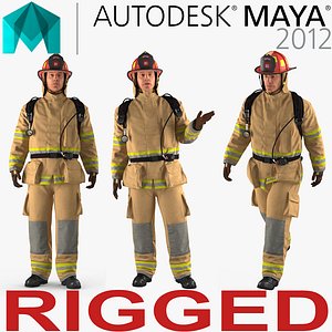 firefighter rigged 3D model