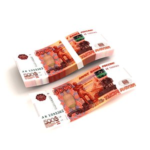 Banknote 5000 Rubles 3D model