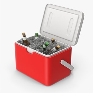 3D Plastic Ice Cooler With Cold Beer Bottles model