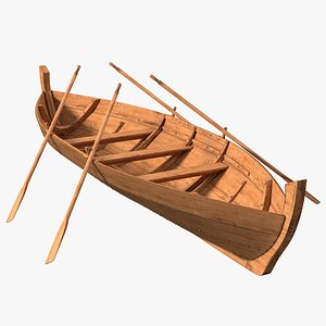 Wooden Boat with Paddles