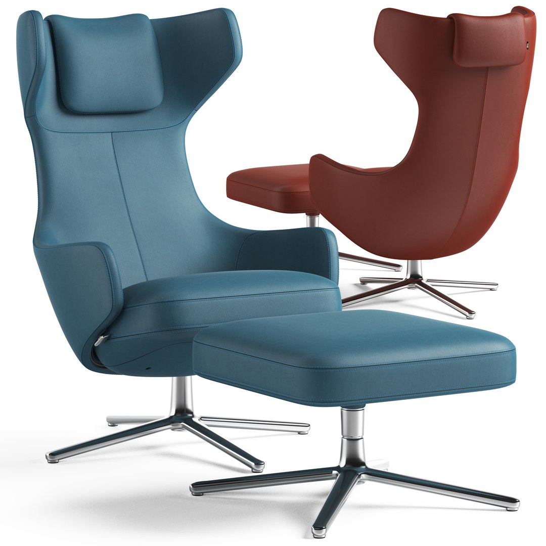 3D Grand Repos Armchair and Pouf - TurboSquid 1895898