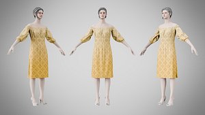 3D model Dress 16 Caramel With Design