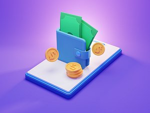 Mobile banking  3D Icon Illustration model