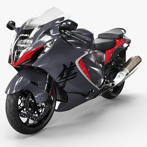 Suzuki Hayabusa GSX-1300R Inline-Four Sportbike Black Red Rigged