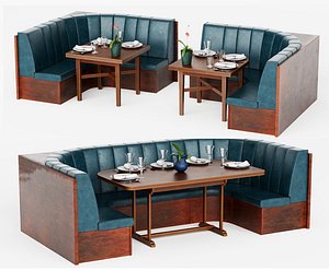 Restaurant Booth Seating and Dining Table Furniture Set