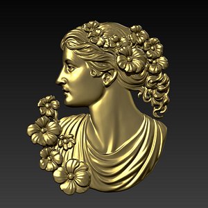 Girl Cameo Pendant 3D model