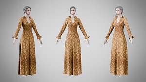 Dress 29 Amber Bloom Brocade v2 3D model