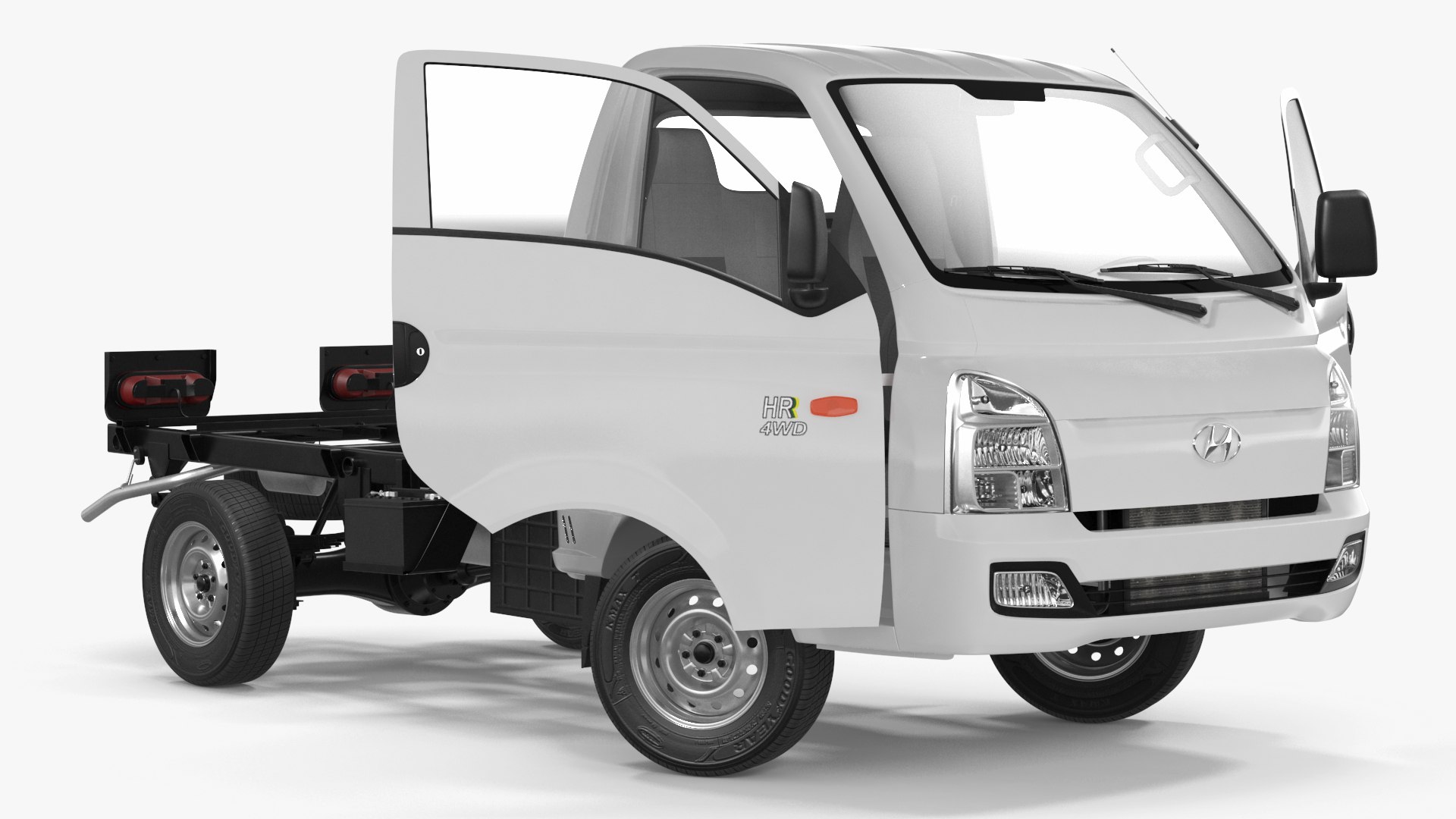 Mini Truck Hyundai HR 2023 Bare Chassis Rigged 3D model preview