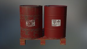 3D model Industrial Oil Storage Drums - Red