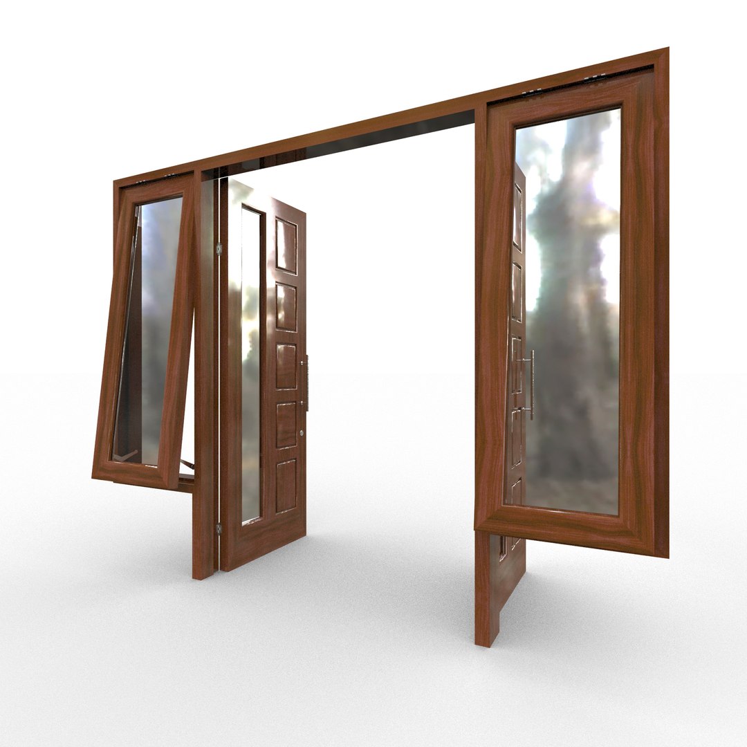 3d model double door window