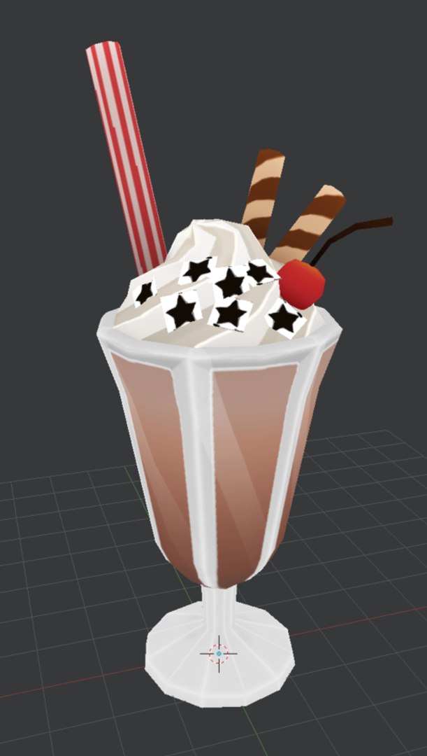 Hand Painted Chocolate Milkshake Obj
