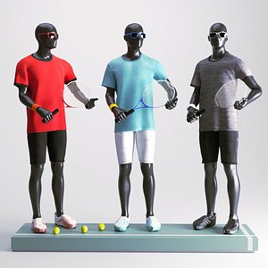tennis man set 3D model