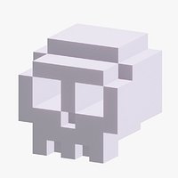 Skull low poly 8 bit stylized