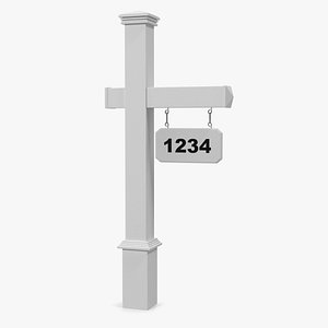 wooden mailbox stand plate 3D model