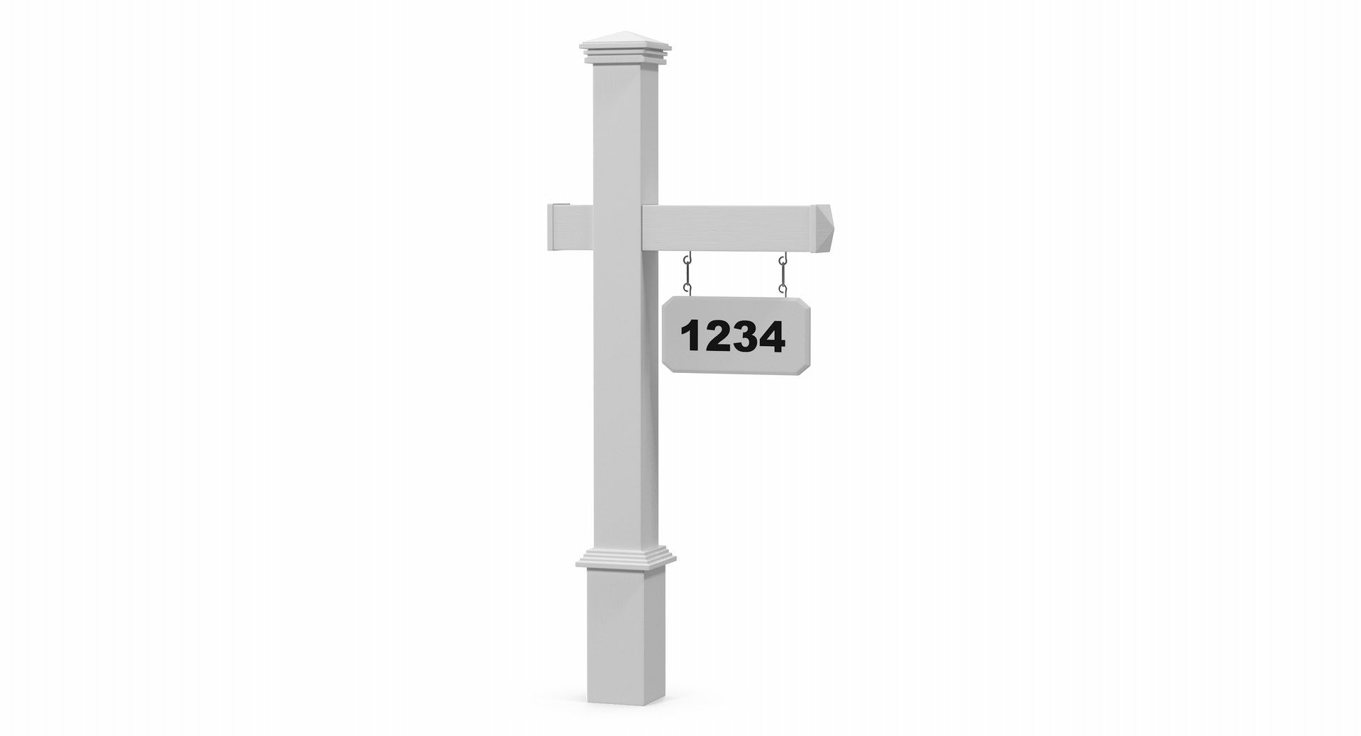 Wooden Mailbox Stand with Plate Number 3D Model 3D model preview