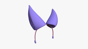 Furry Ears Tiara H08 Purple - Headband Character Design 3D model
