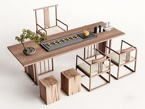 3D New Chinese tea table and chair model