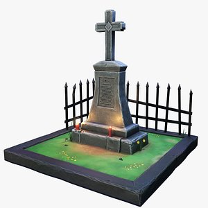 stylized gravestone pedestal cross 3D model