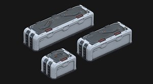 Sci-Fi Chests Set Low-poly 3D model
