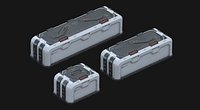 Sci-Fi Chests Set Low-poly