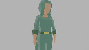 Low Poly Fantasy Elve with hoodie Character Rigged Unity