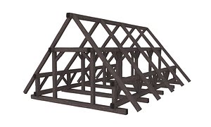 wood roof construction 3D model