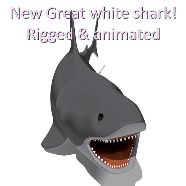 Animado Tubarão-branco 3D model - Baixar Animais no