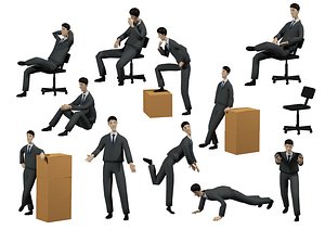 Asian Skinny Businessman Low-poly 3D model 3D