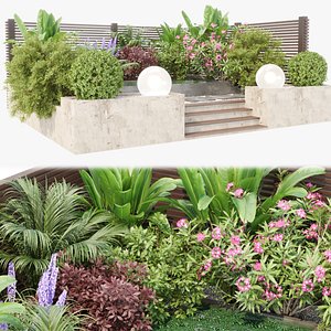 Backyard landscaping with plants vol 180 3D model