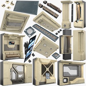 Sci-fi Interior Space Station Collection PBR 3D