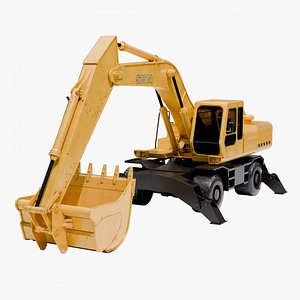 3D Wheeled Excavator model