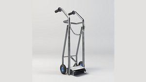 Industrial Stainless Steel Oxygen Cylinder Trolley 3D model