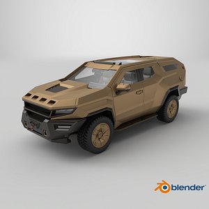 Armored Sand Colored SUV with Lights Off
