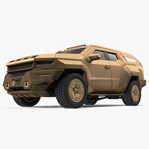 3D Armored Sand Colored SUV with Lights Off model
