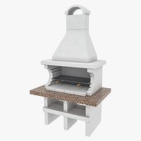 Garden Concrete BBQ Grill 3D Model