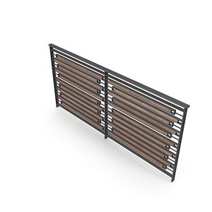 3D Metal and Wood Fence  Barrier Model for Gardens and Sidewalks