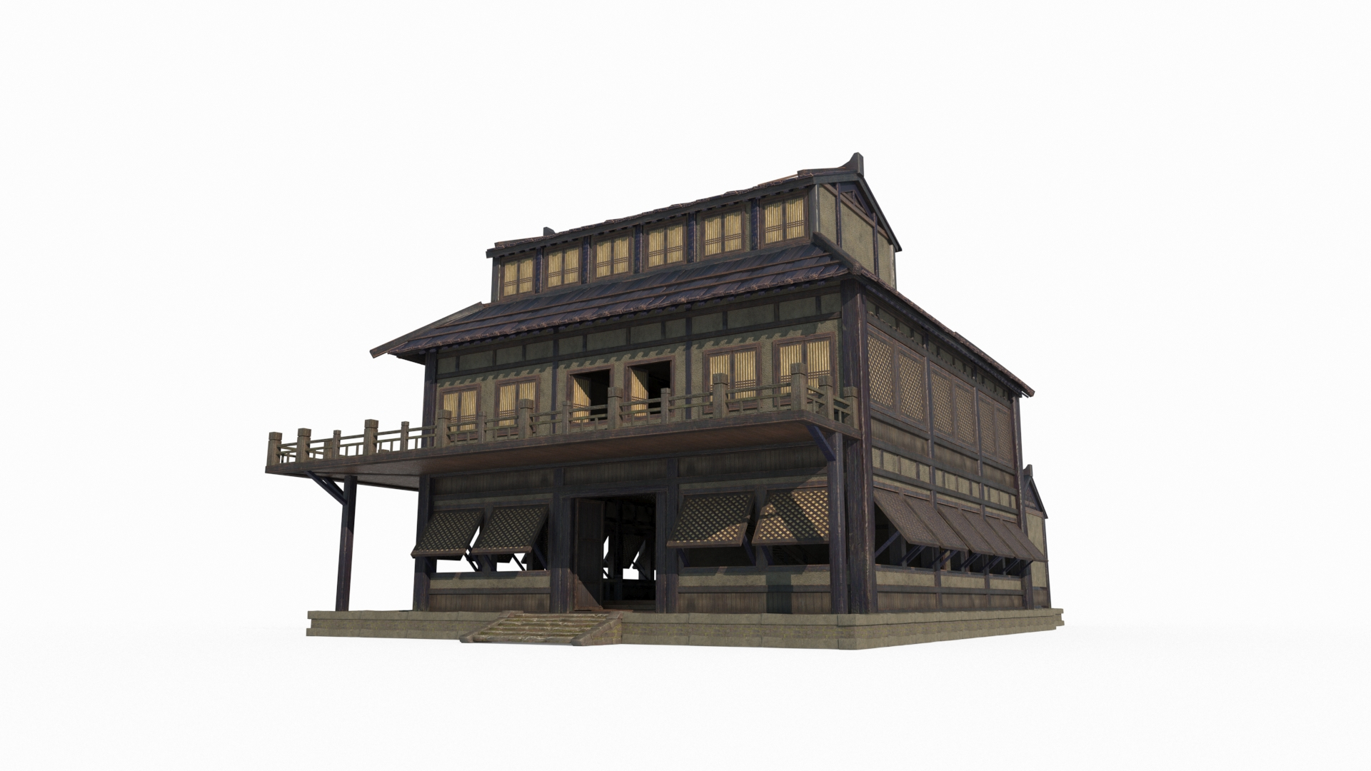 3D Asian Ancient Architecture Inn - TurboSquid 2152936