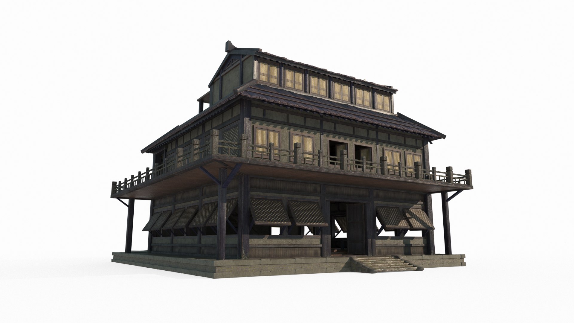 3D Asian Ancient Architecture Inn - TurboSquid 2152936