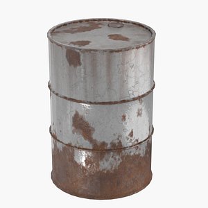 Oil Barrel White - Low Poly 3D model