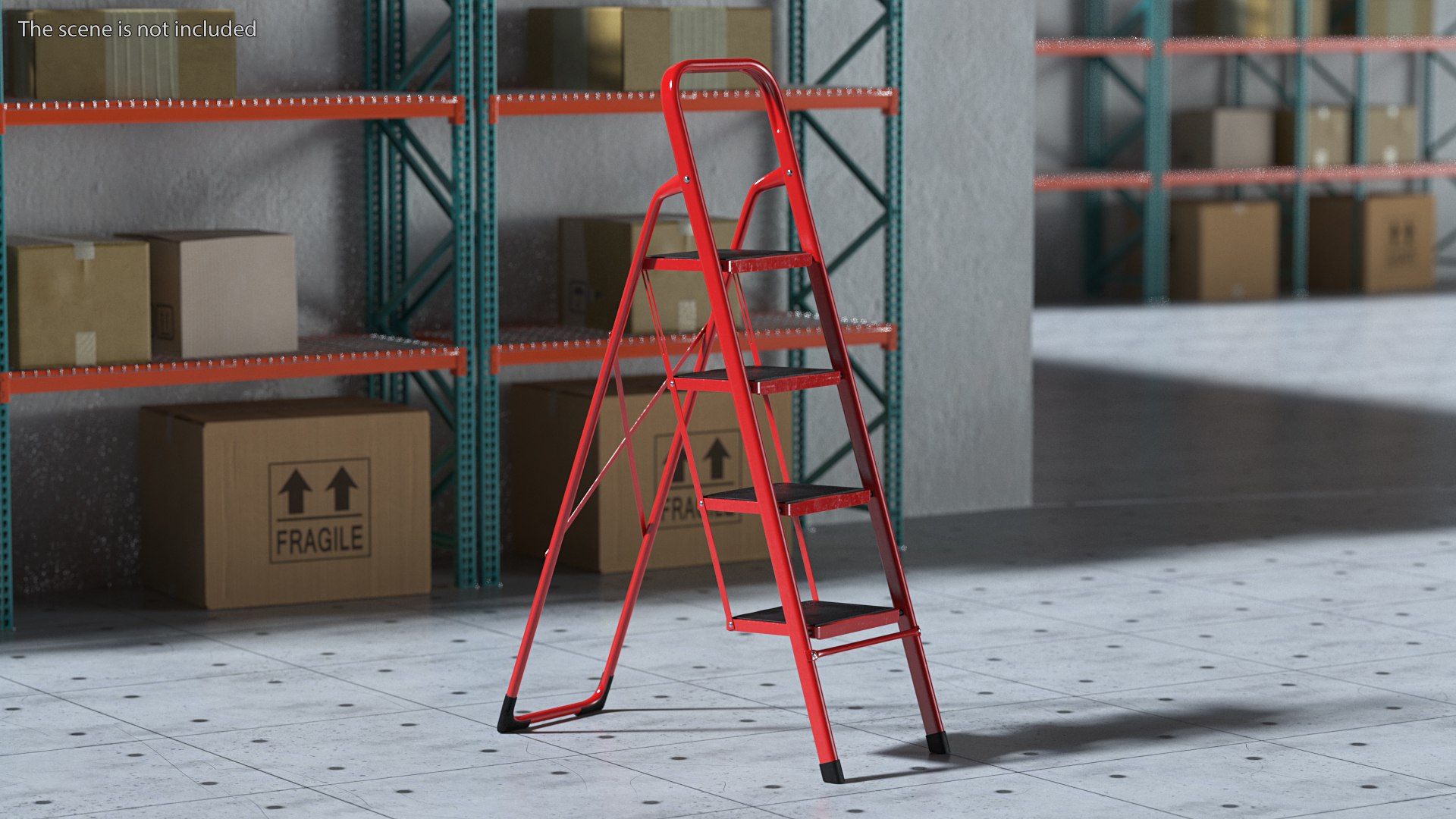 Red Steel Folding 4 Step Ladder For Home Rigged Model - TurboSquid 2151220