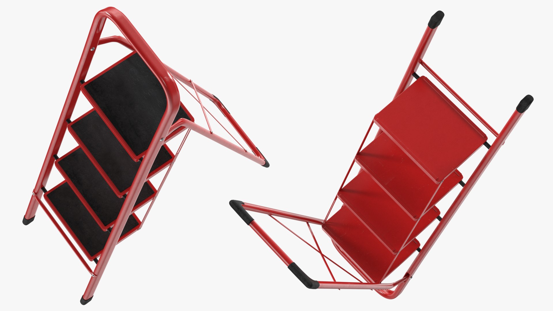 Red Steel Folding 4 Step Ladder For Home Rigged Model - TurboSquid 2151220
