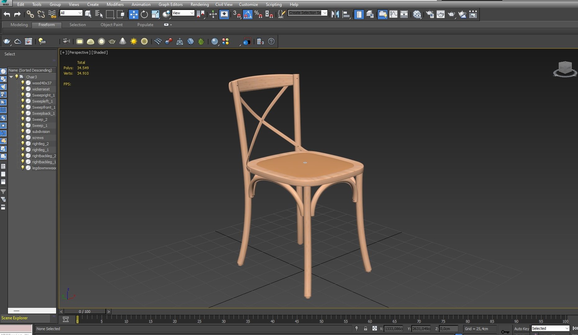 3D Wood Chair 3 Model - TurboSquid 2132379