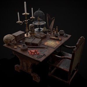 3D Messy Study Desk model